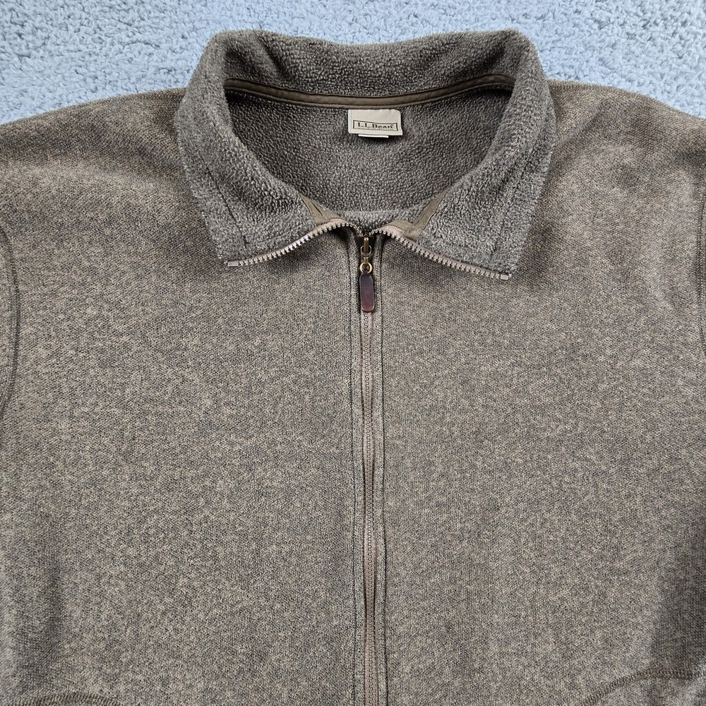 LL Bean Sweater Fleece Full Zip Mens Large Brown‎ Heavy Weight - Picture 3 of 13